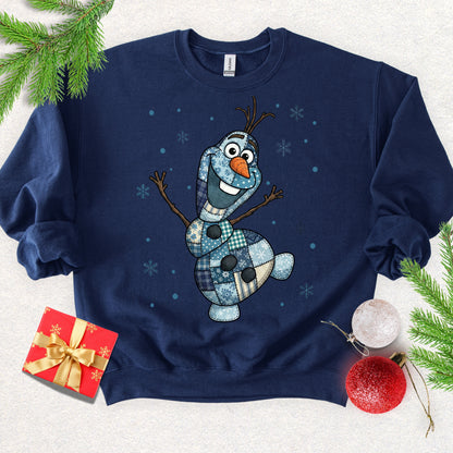 Faux Patchwork Olaf-Style Snowman Sweatshirt