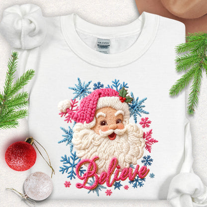 Faux Yarn Santa 'Believe' Sweatshirt
