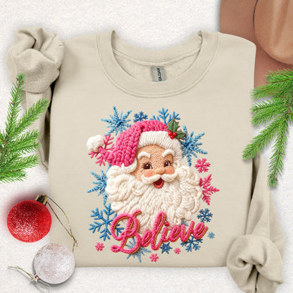 Faux Yarn Santa 'Believe' Sweatshirt