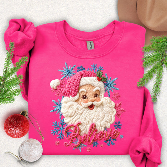 Faux Yarn Santa 'Believe' Sweatshirt