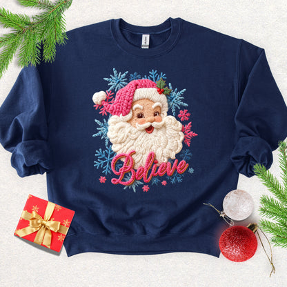 Faux Yarn Santa 'Believe' Sweatshirt