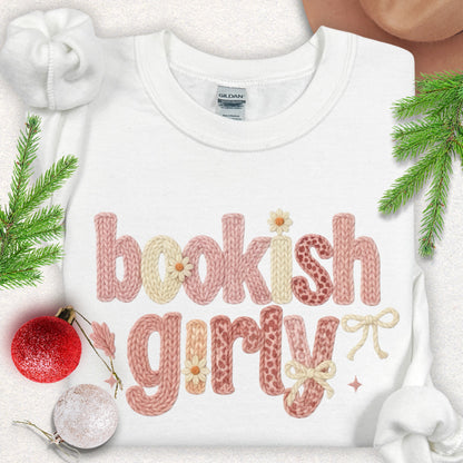 Faux Knit-Style Bookish Girly Sweatshirt