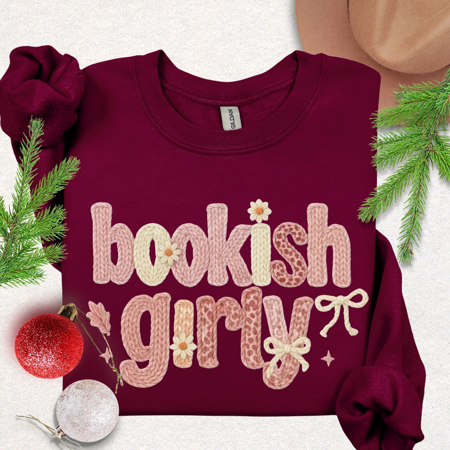 Faux Knit-Style Bookish Girly Sweatshirt
