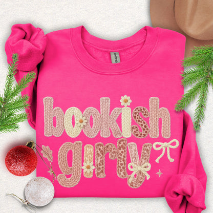 Faux Knit-Style Bookish Girly Sweatshirt