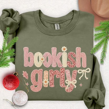 Faux Knit-Style Bookish Girly Sweatshirt