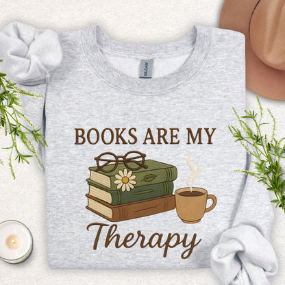 Faux Embroidery Cozy Reader Sweatshirt