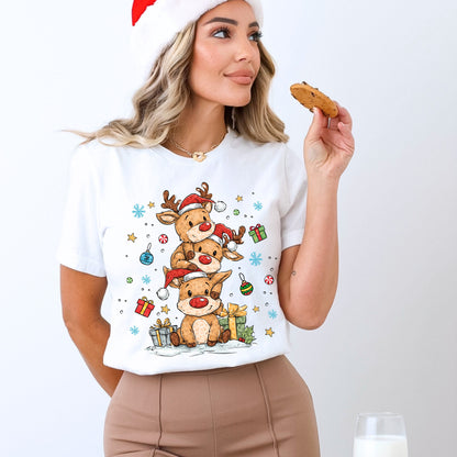 Christmas Reindeer Stack Tee