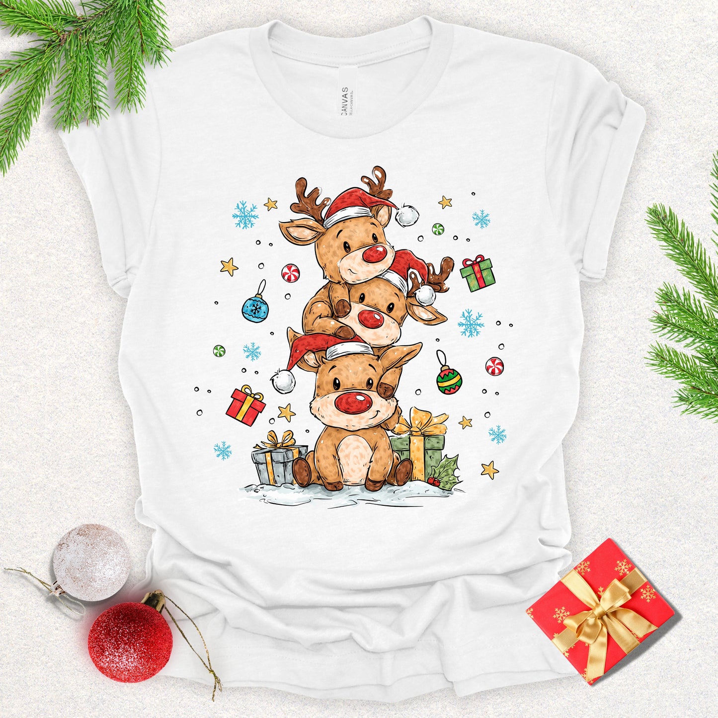 Christmas Reindeer Stack Tee