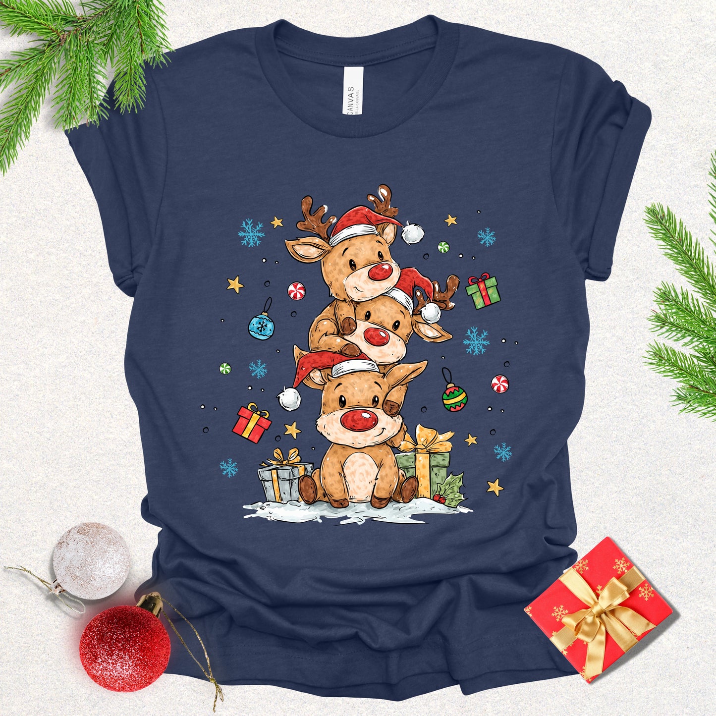 Christmas Reindeer Stack Tee