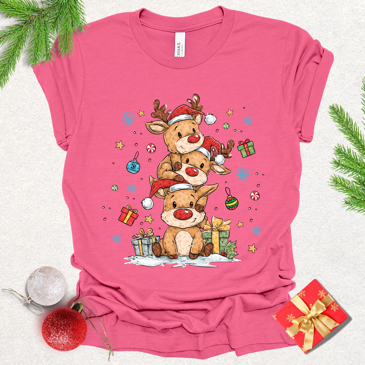 Christmas Reindeer Stack Tee