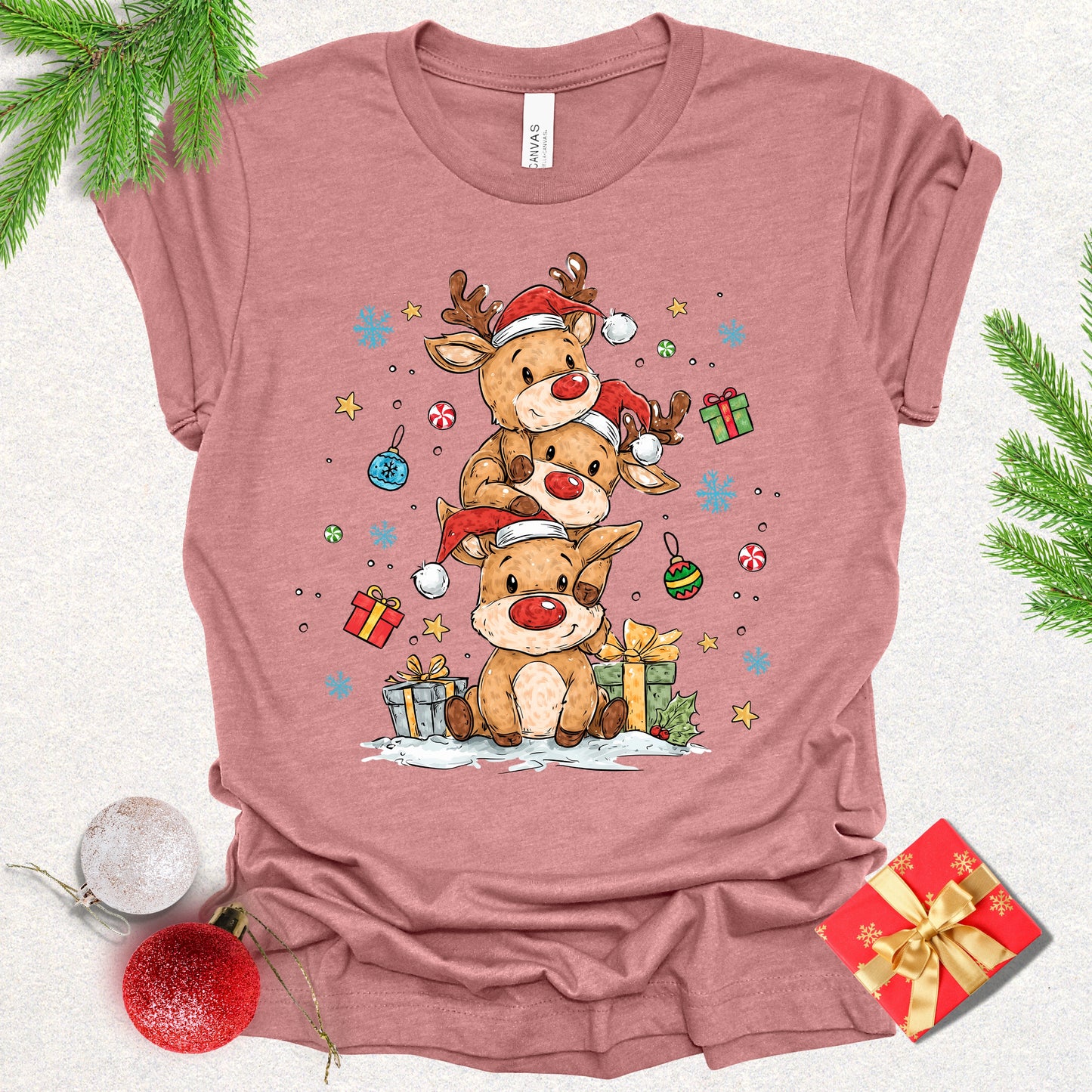 Christmas Reindeer Stack Tee