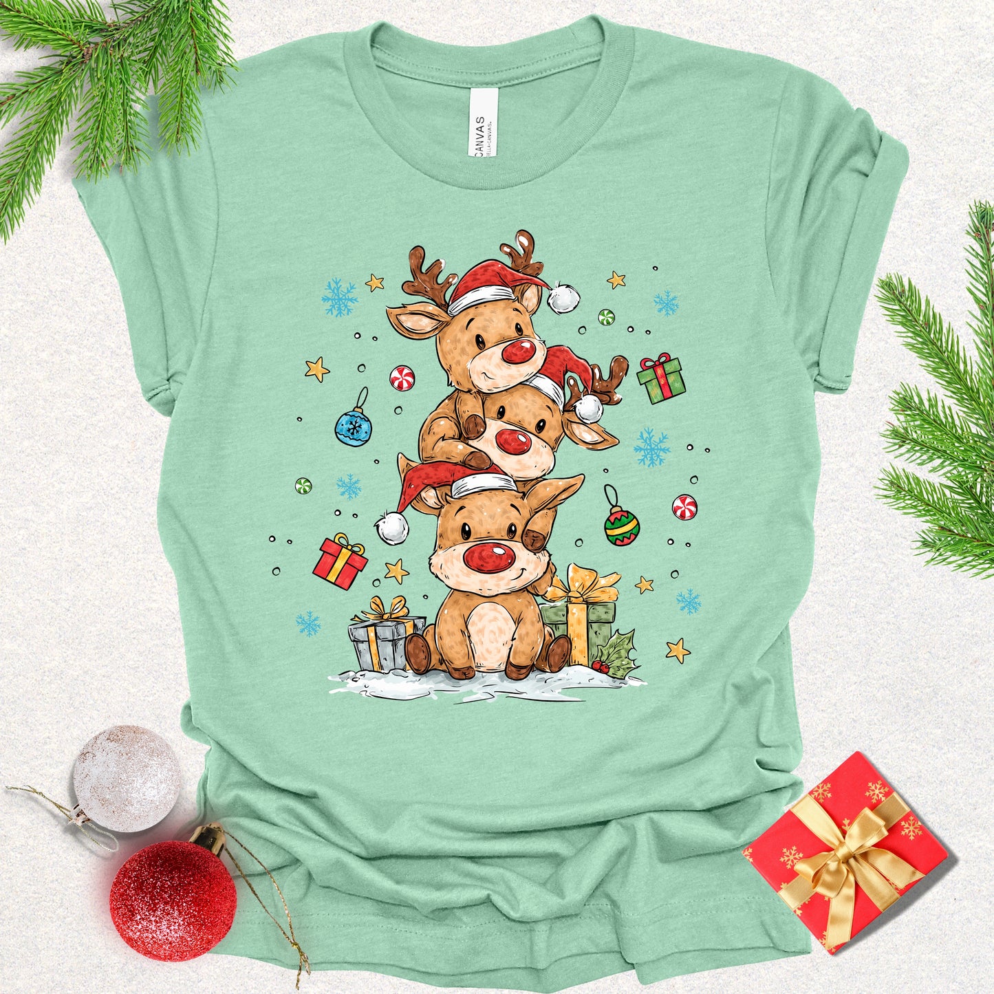 Christmas Reindeer Stack Tee