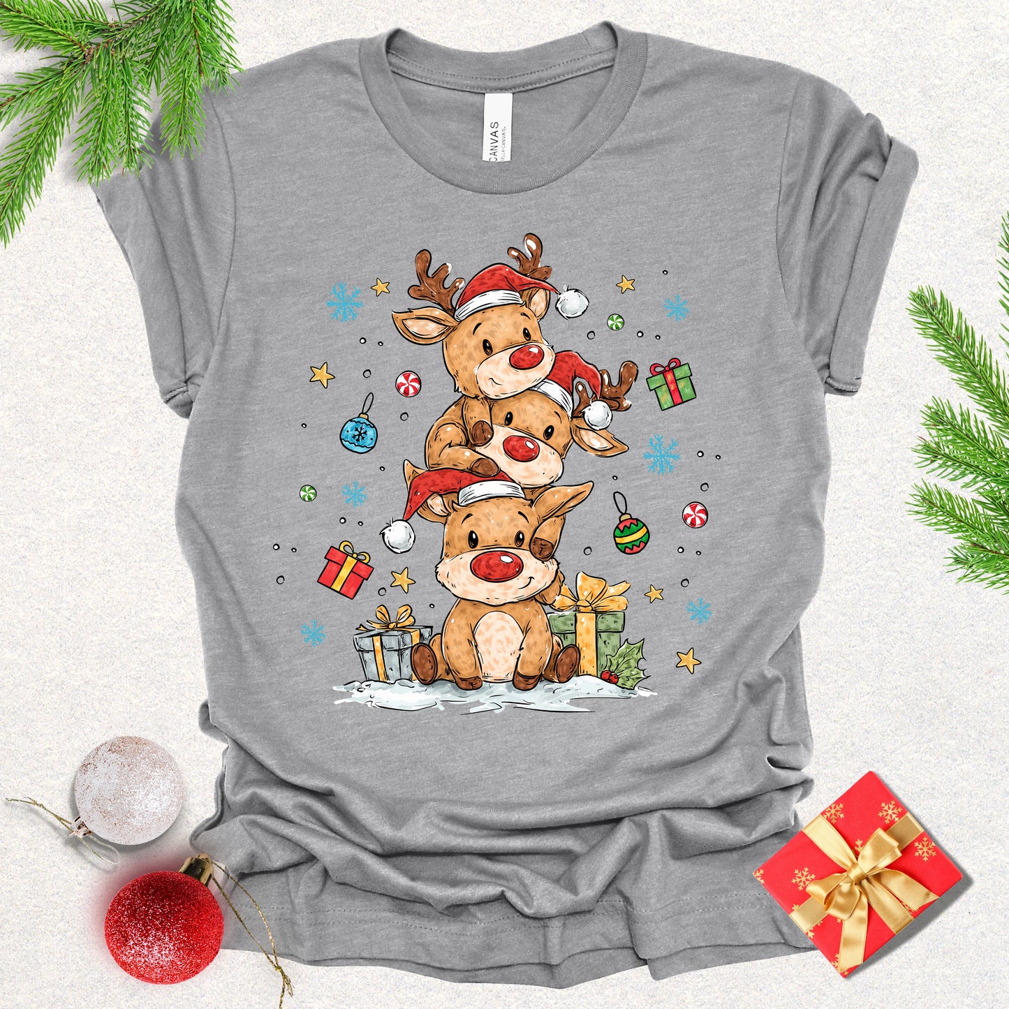 Christmas Reindeer Stack Tee
