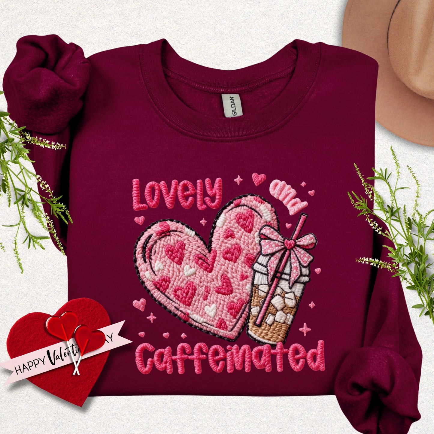 Lovely and Caffeinated Valentine Sweatshirt