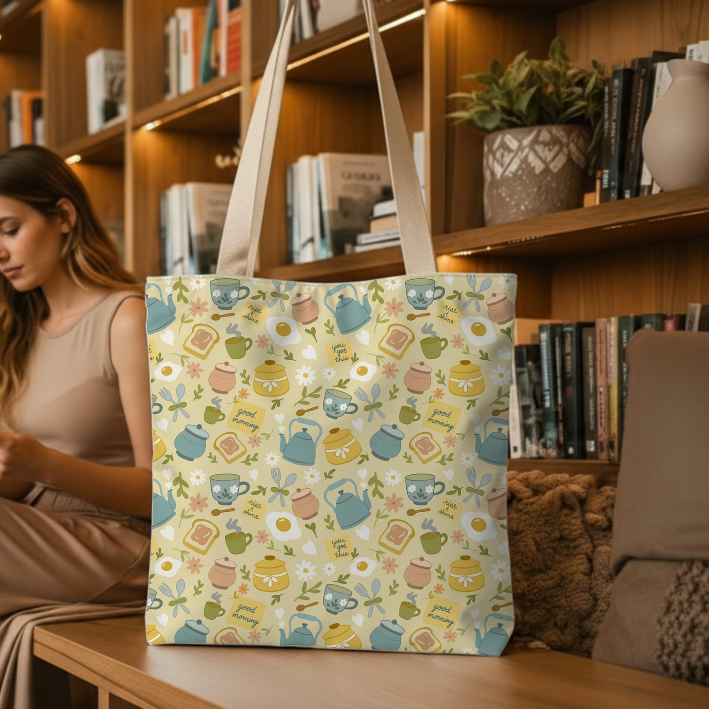 Rise and Shine Morning Motivation Tea Pot Tote Bag