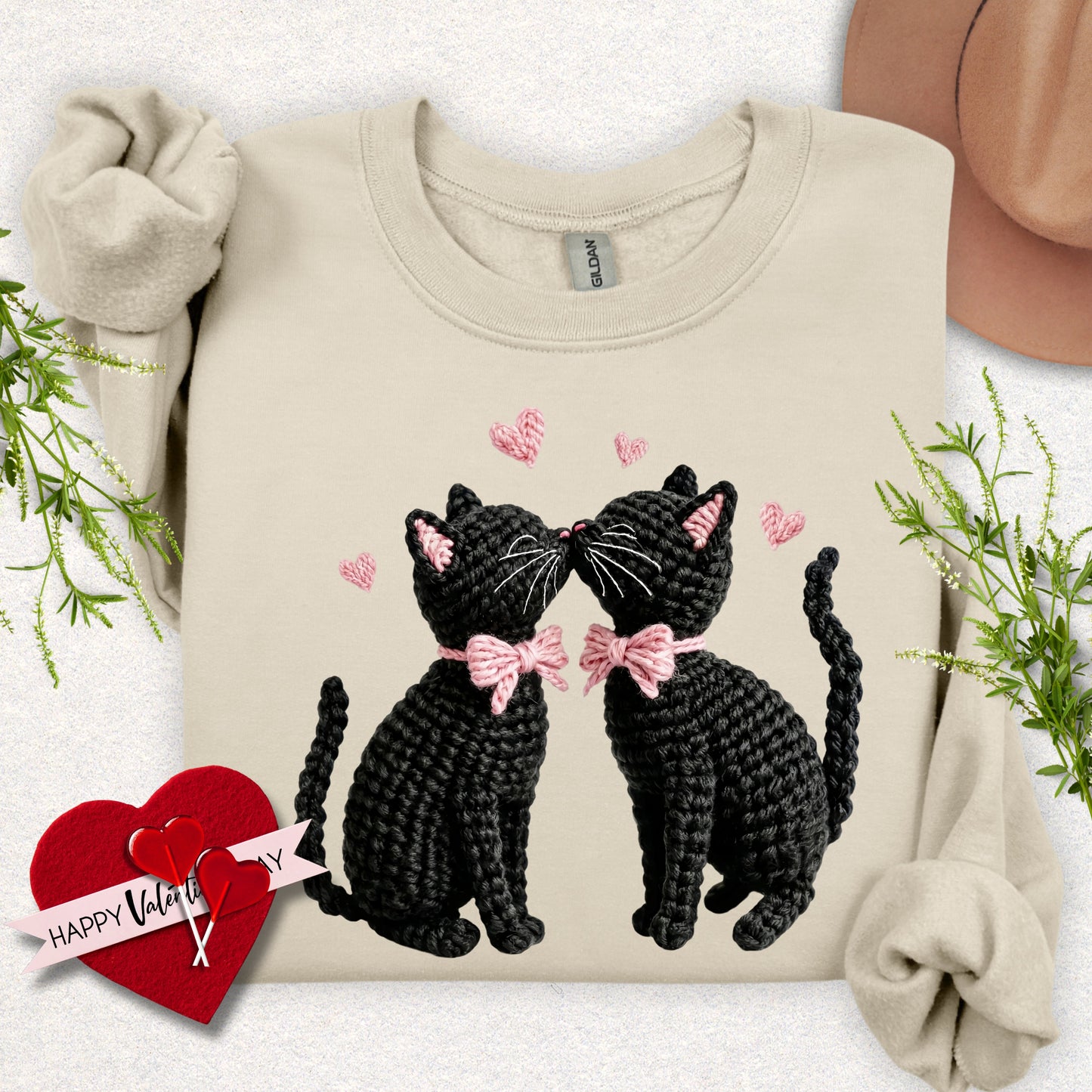 Faux Yarn Kitty Love Sweatshirt