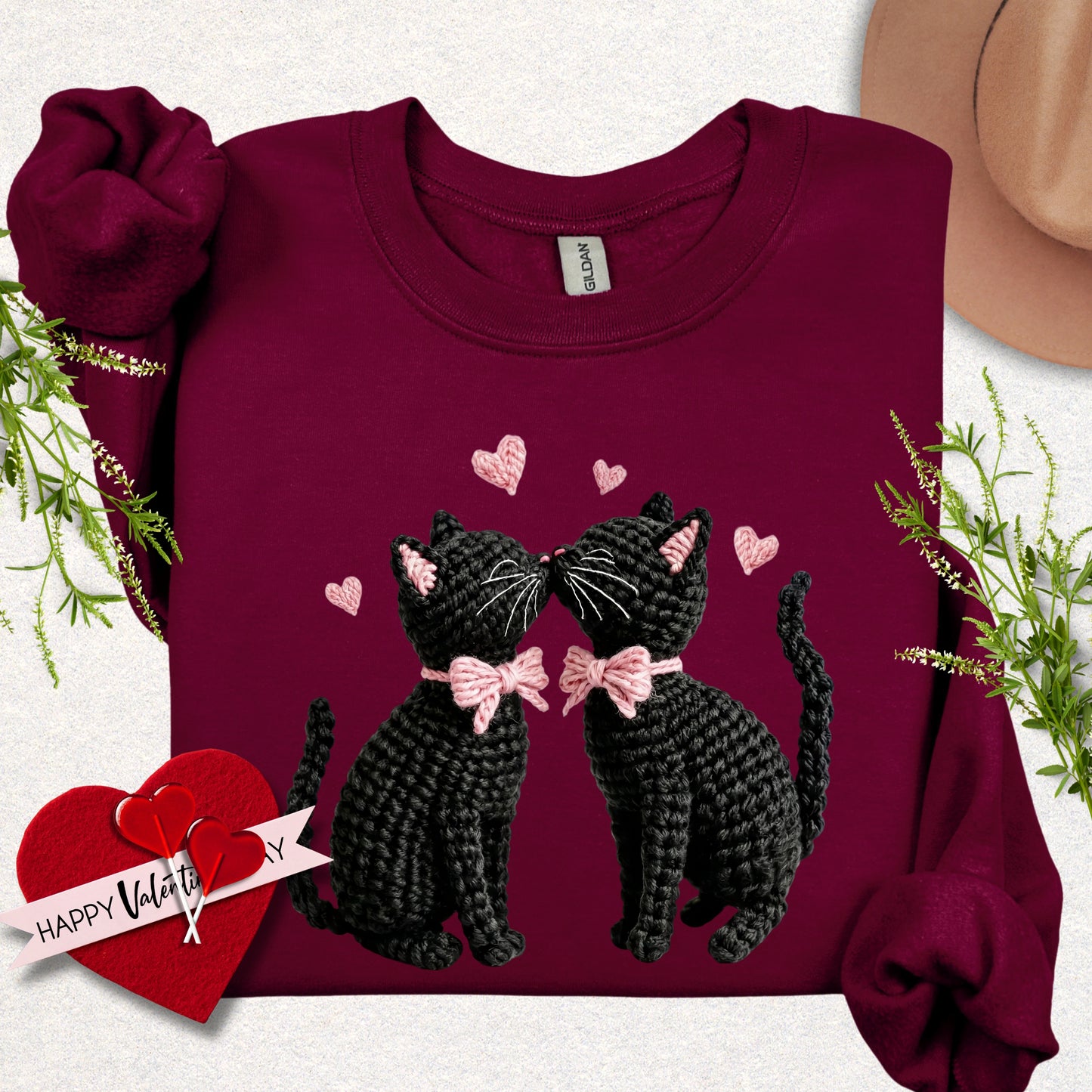 Faux Yarn Kitty Love Sweatshirt