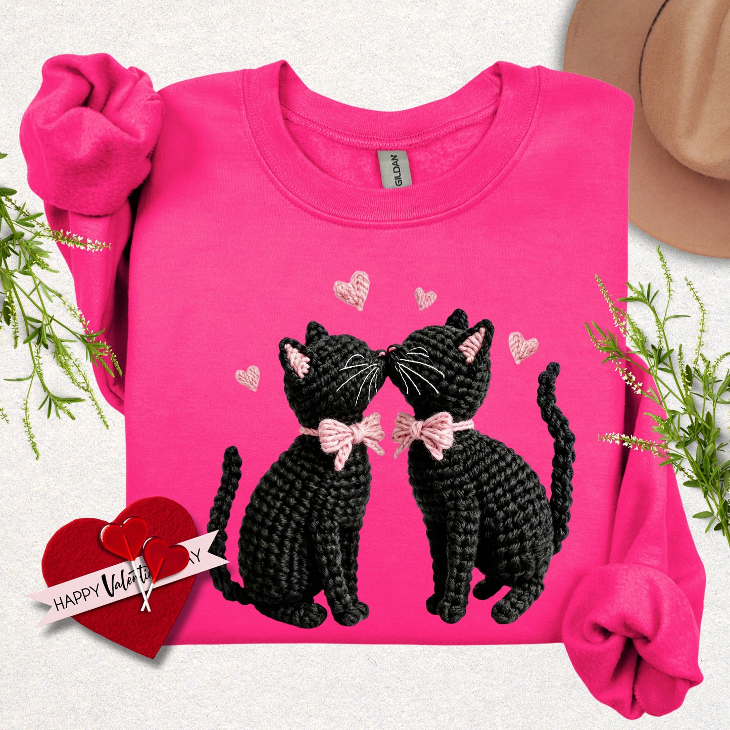 Faux Yarn Kitty Love Sweatshirt