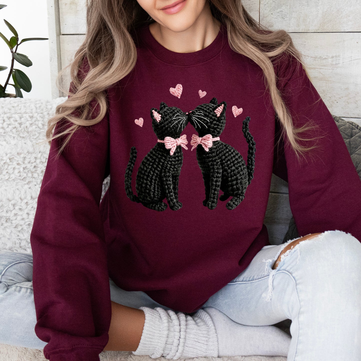 Faux Yarn Kitty Love Sweatshirt