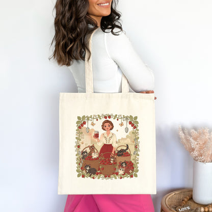 Strawberry Harvest Cotton Tote Bag