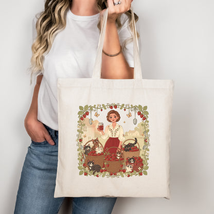Strawberry Harvest Cotton Tote Bag