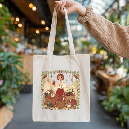 Strawberry Harvest Cotton Tote Bag