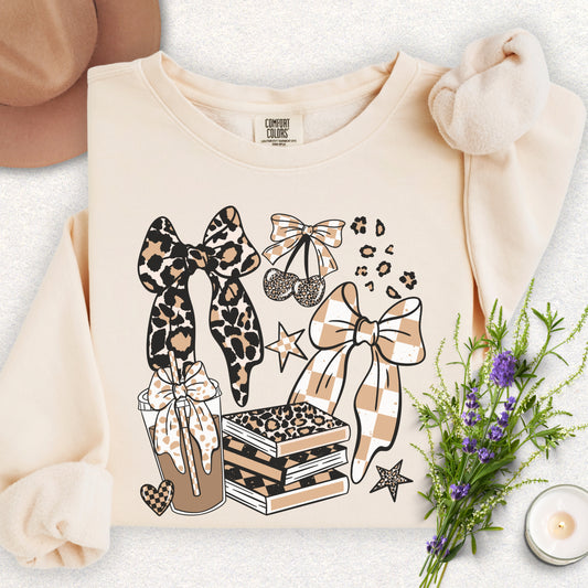 Books Coffee & Bows Lightweight Sweatshirt