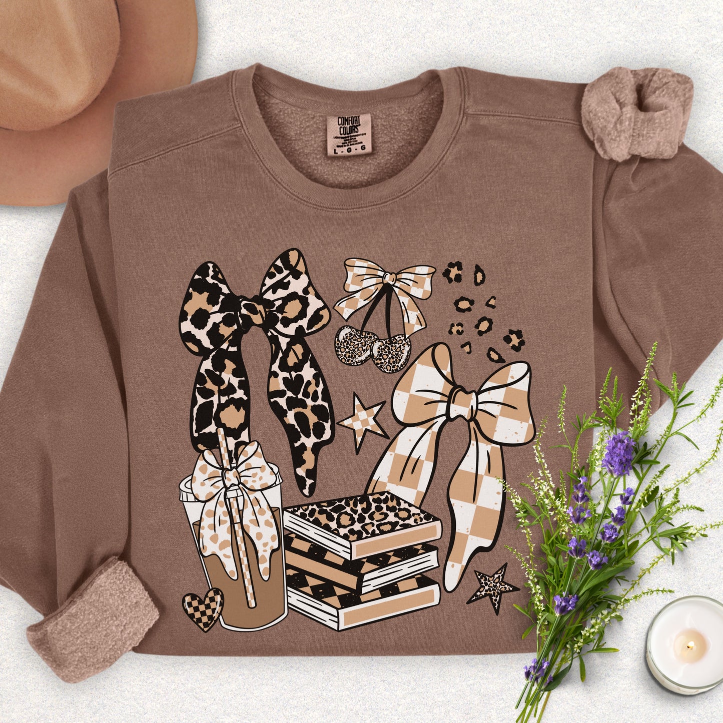 Books Coffee & Bows Lightweight Sweatshirt