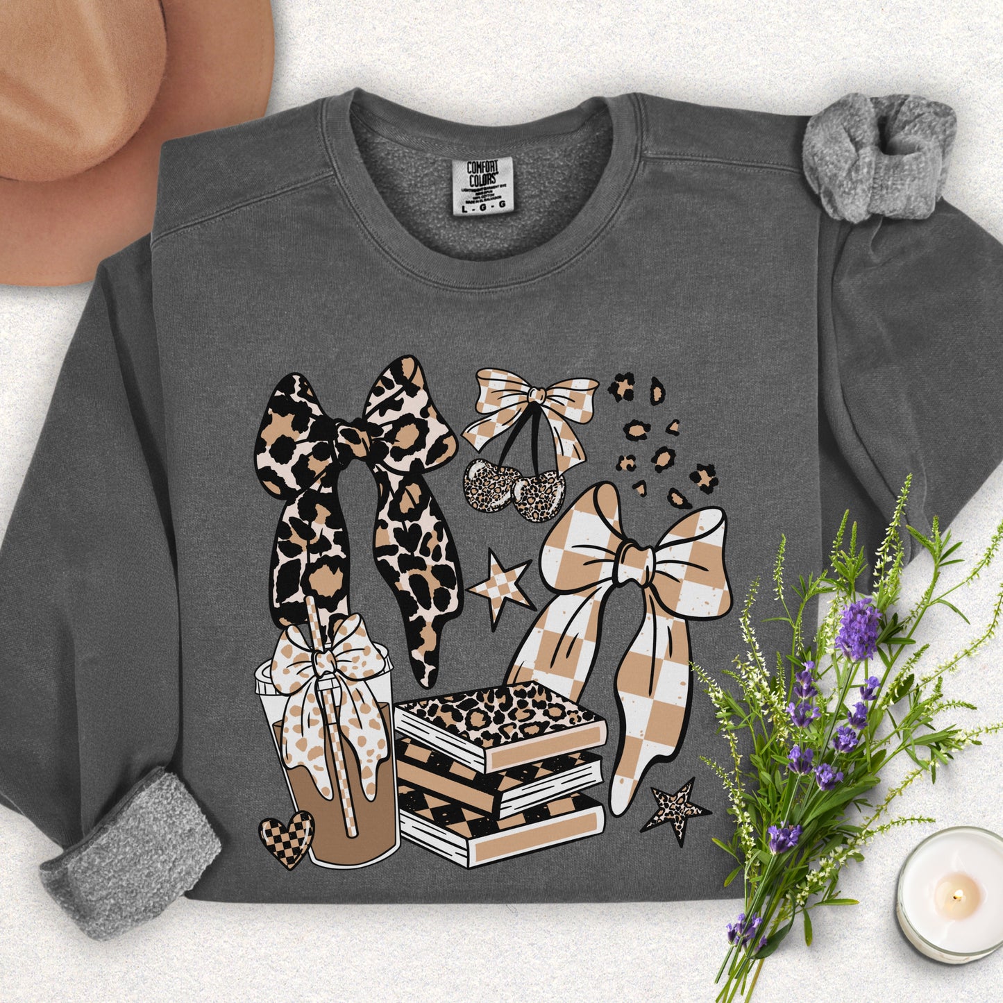 Books Coffee & Bows Lightweight Sweatshirt