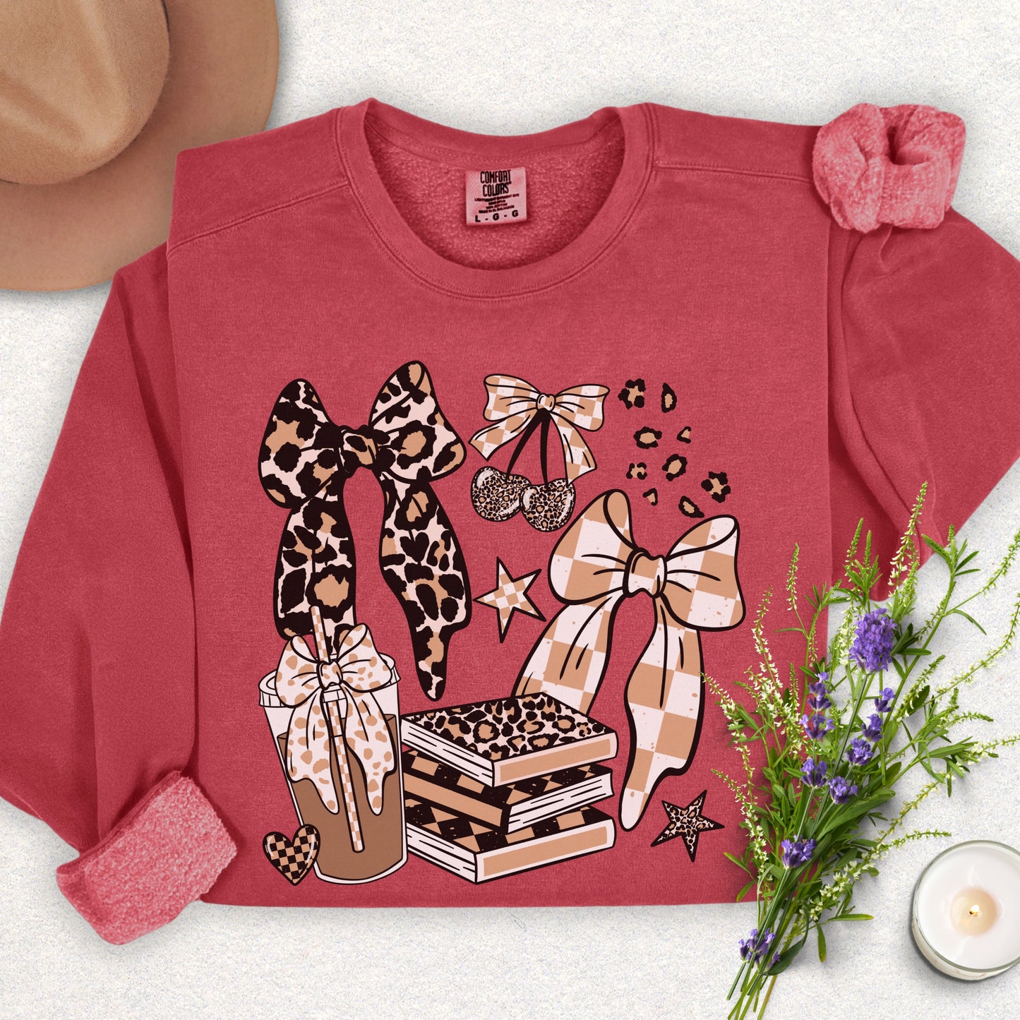 Books Coffee & Bows Lightweight Sweatshirt