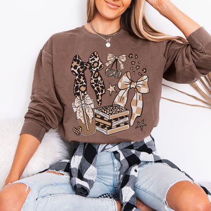 Books Coffee & Bows Lightweight Sweatshirt