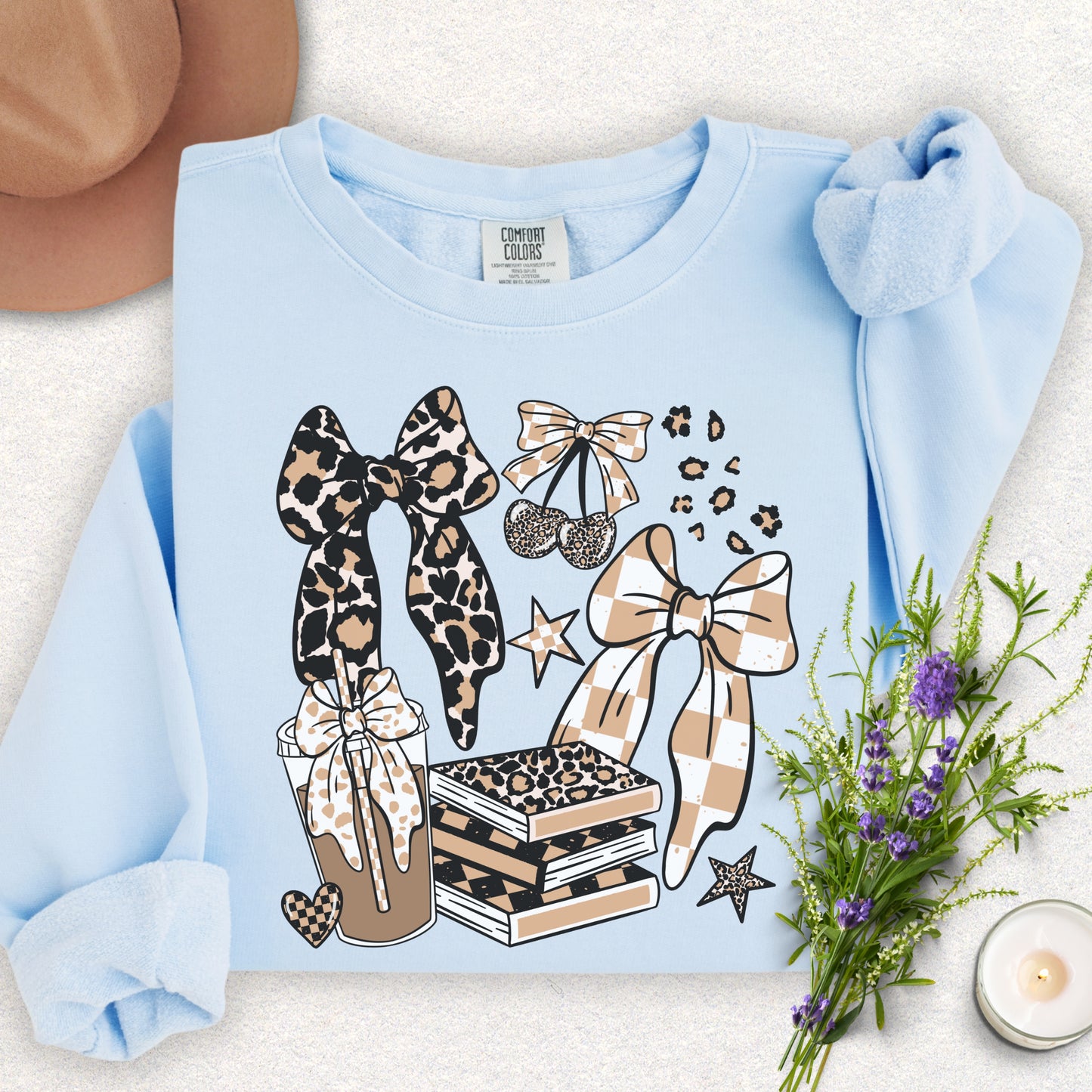 Books Coffee & Bows Lightweight Sweatshirt