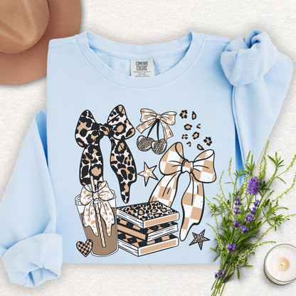 Books Coffee & Bows Lightweight Sweatshirt