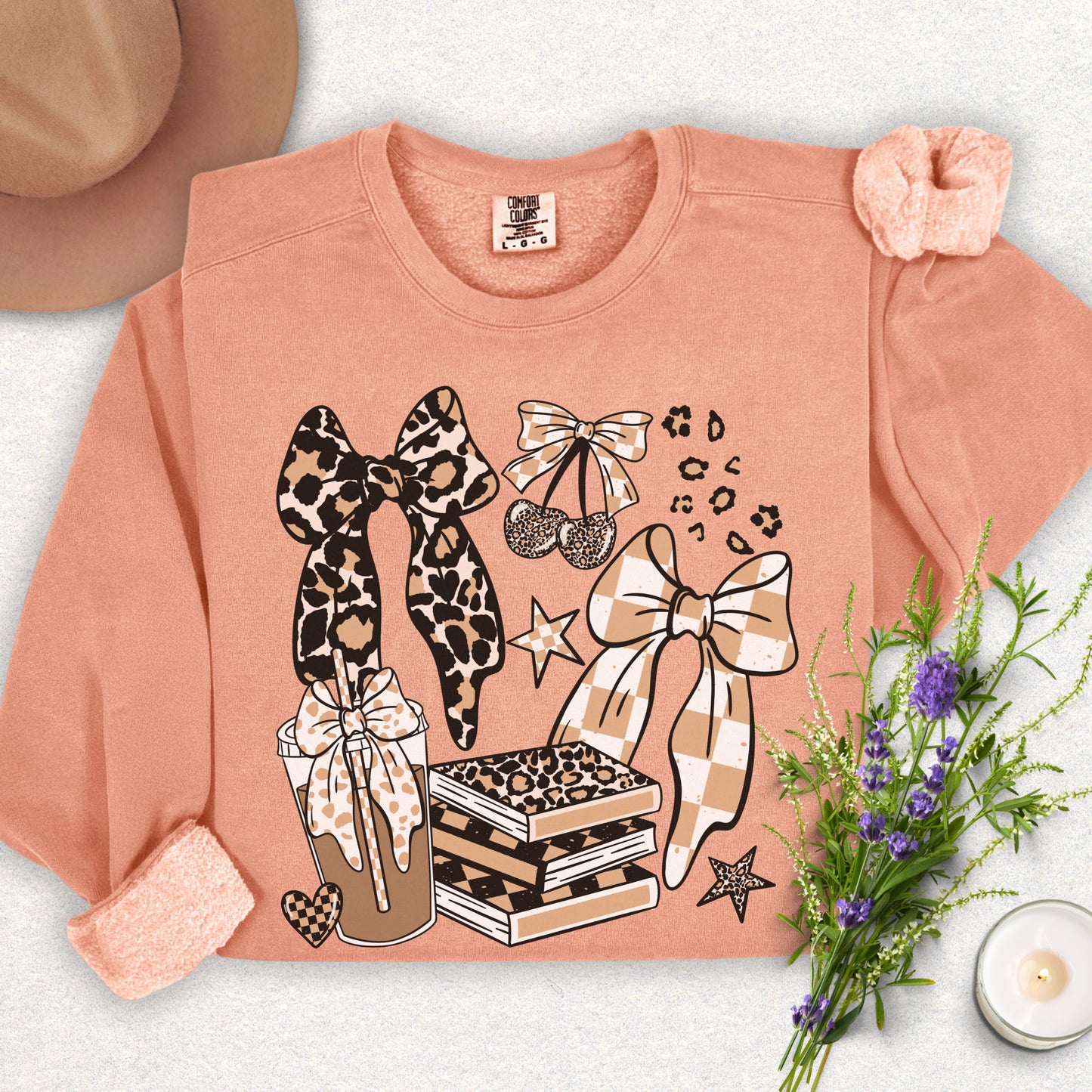 Books Coffee & Bows Lightweight Sweatshirt