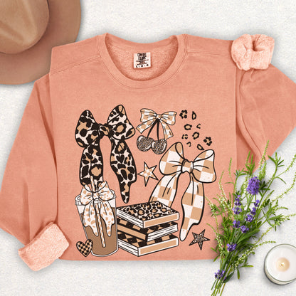 Books Coffee & Bows Lightweight Sweatshirt