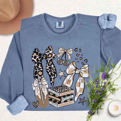 Books Coffee & Bows Lightweight Sweatshirt