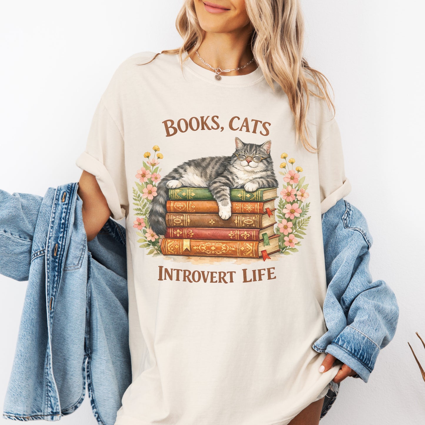 Books, Cats & Introvert Life Tee