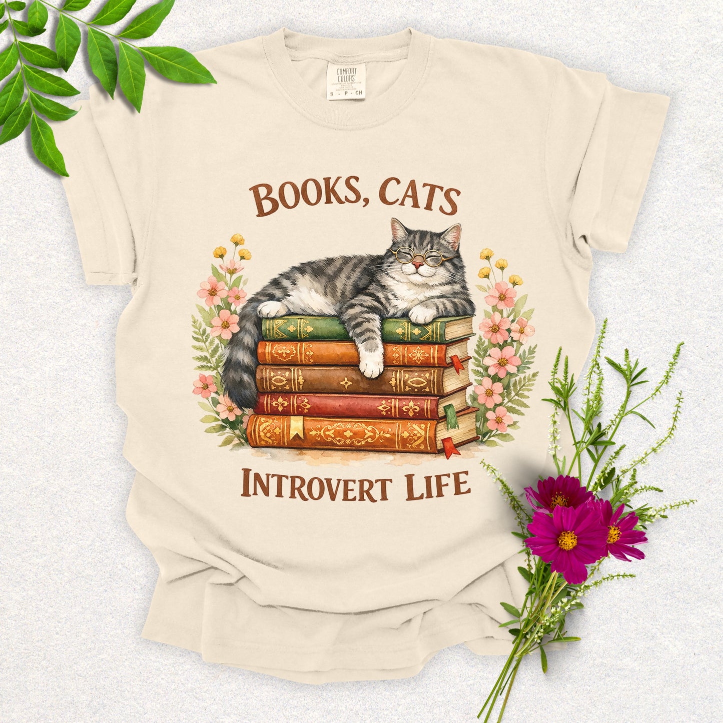 Books, Cats & Introvert Life Tee