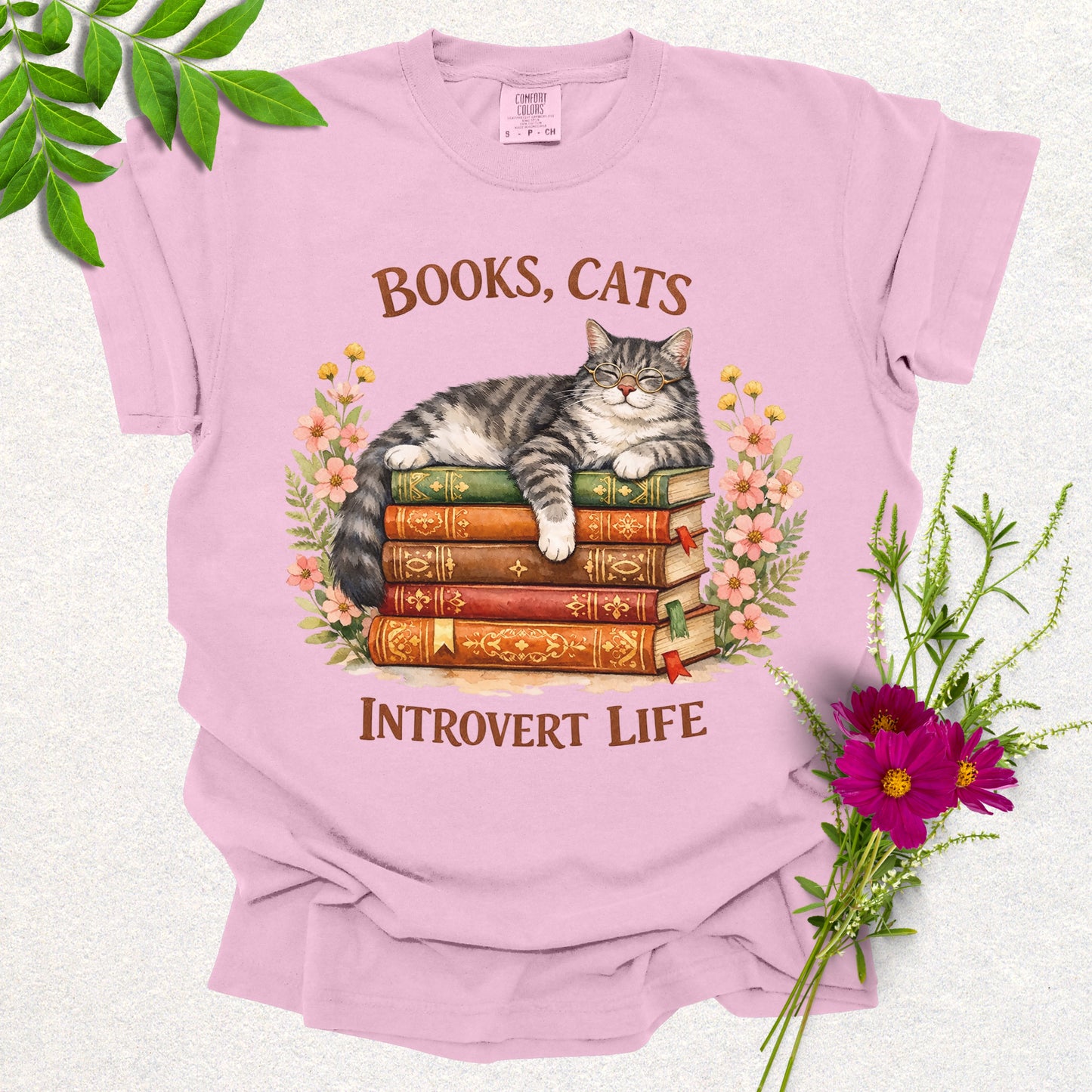 Books, Cats & Introvert Life Tee