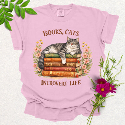 Books, Cats & Introvert Life Tee