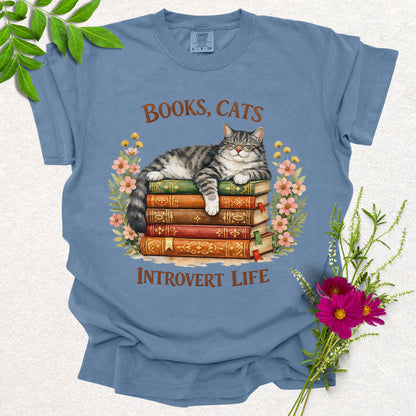 Books, Cats & Introvert Life Tee