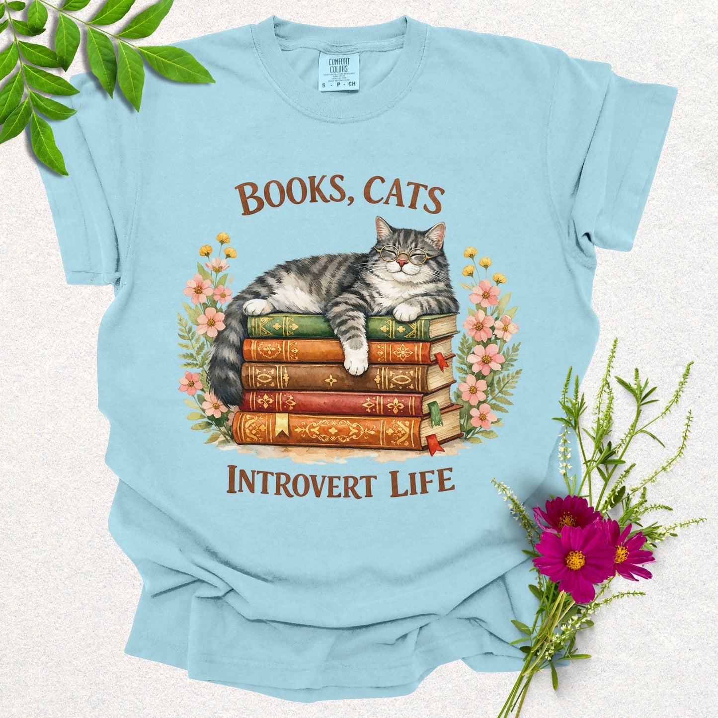 Books, Cats & Introvert Life Tee