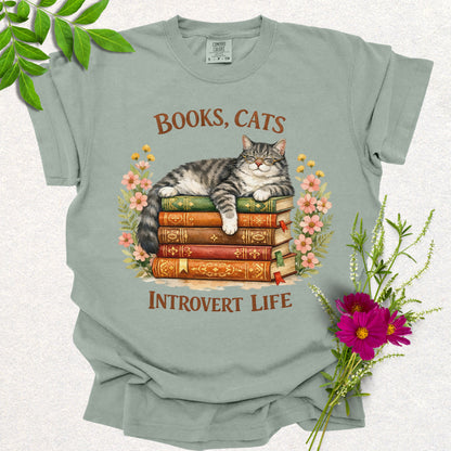 Books, Cats & Introvert Life Tee