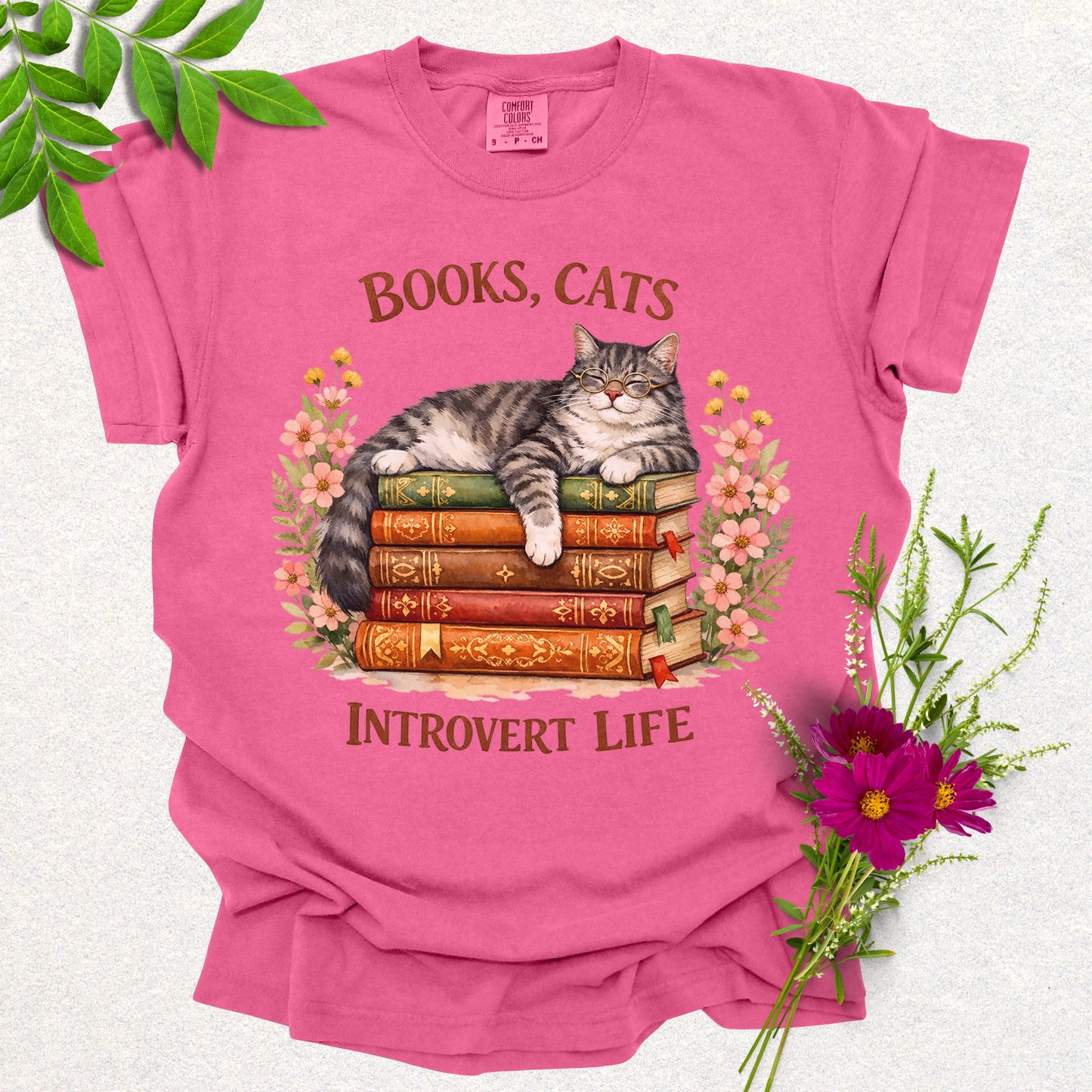 Books, Cats & Introvert Life Tee