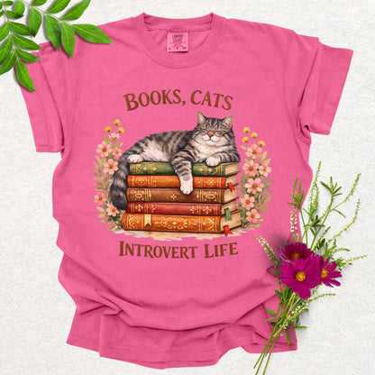 Books, Cats & Introvert Life Tee