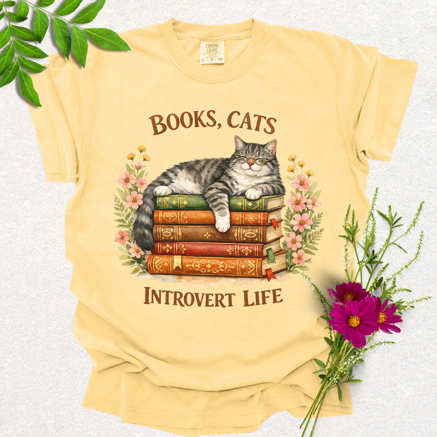 Books, Cats & Introvert Life Tee