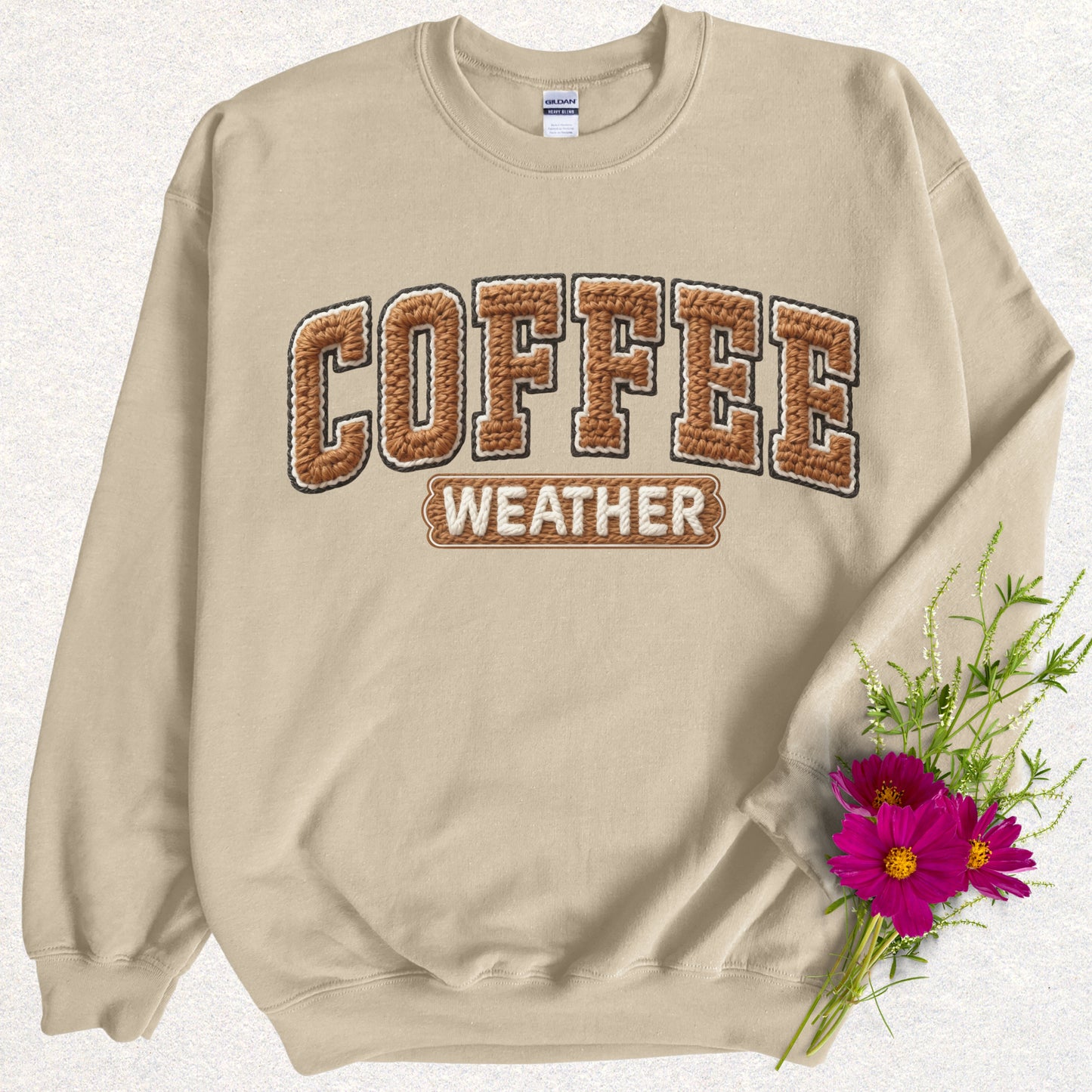 Faux Yarn Patch Coffee Weather Sweatshirt