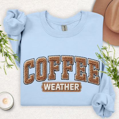 Faux Yarn Patch Coffee Weather Sweatshirt