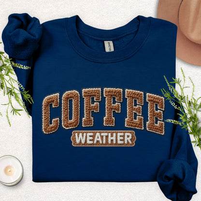 Faux Yarn Patch Coffee Weather Sweatshirt