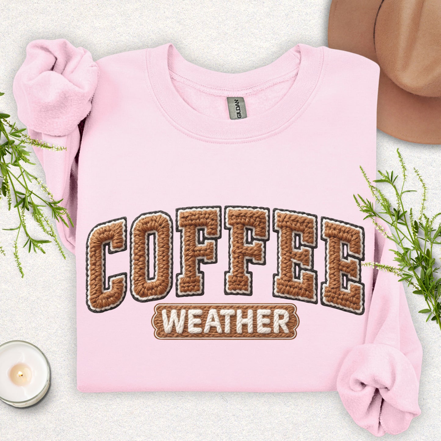 Faux Yarn Patch Coffee Weather Sweatshirt